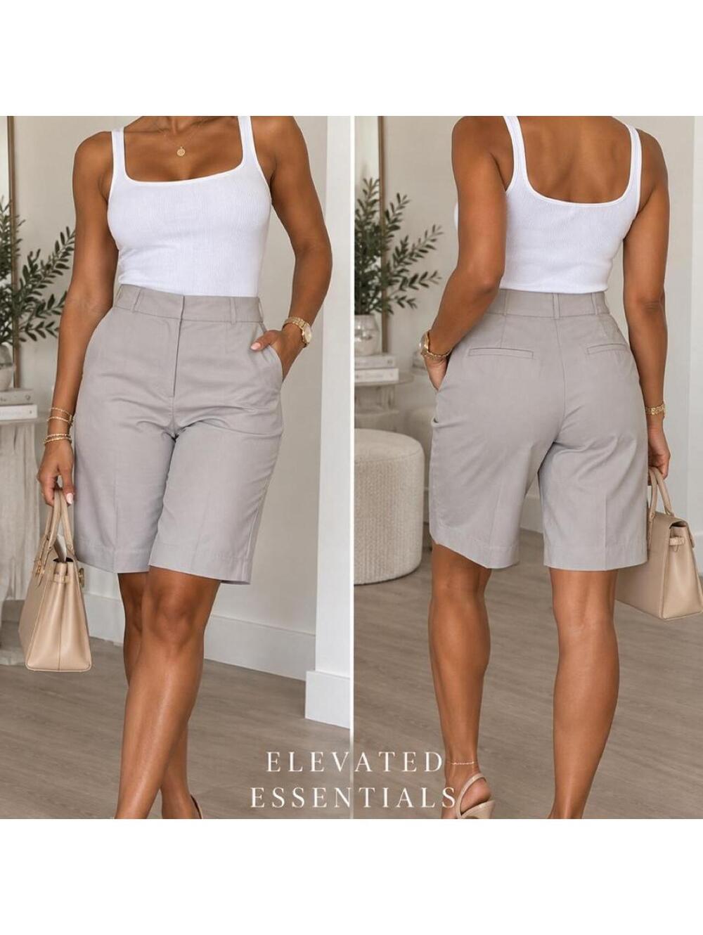 Ann Taylor Gray Tailored Bermuda Shorts | Chic & Timeless